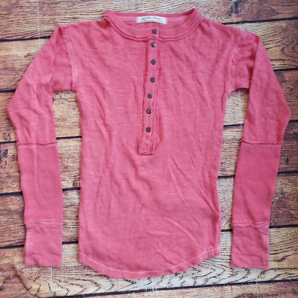 Free People Phoebe Henley Pink Thumb Hole
